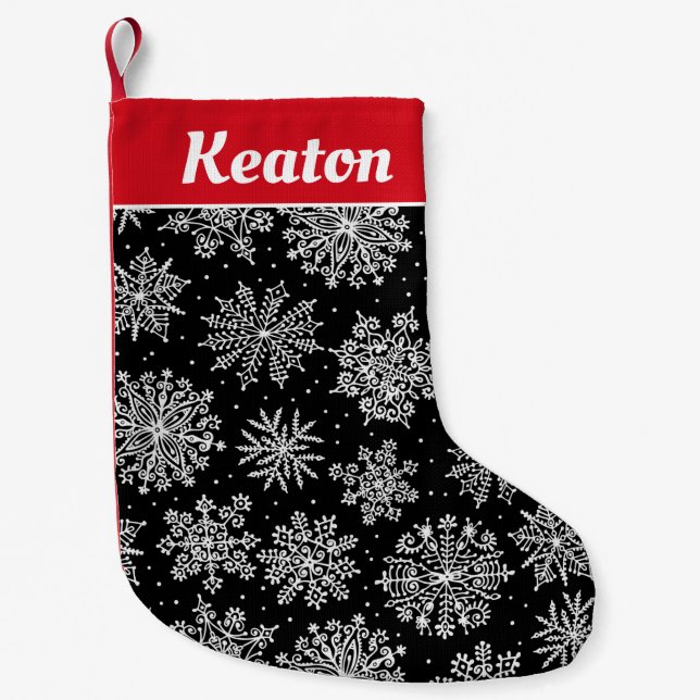 Doodle Snowflakes Personalised Christmas Stocking (Front)