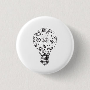 Doodle Solar System in Bulb 3 Cm Round Badge