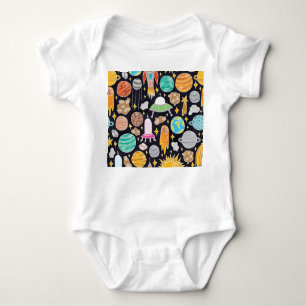 Doodle Space: Hand-Drawn Vintage Cosmos. Baby Bodysuit
