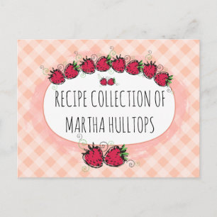 Doodle strawberries personalised recipe card