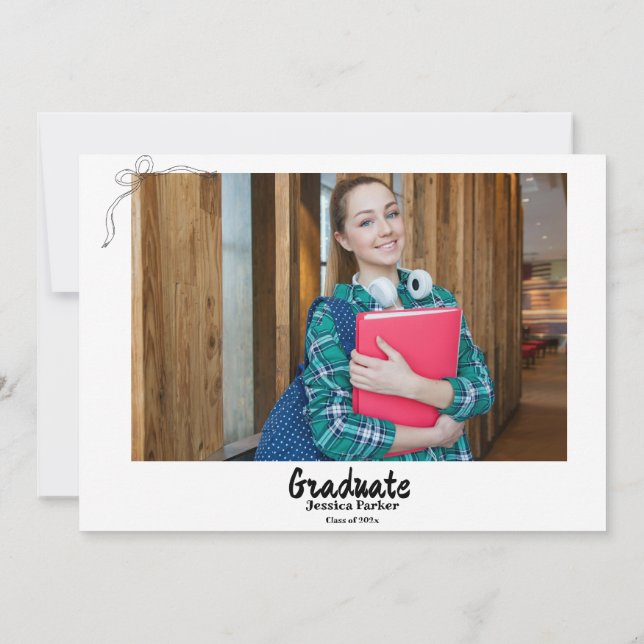 Doodle Style Hand drawn Graduation  Invitation (Back)