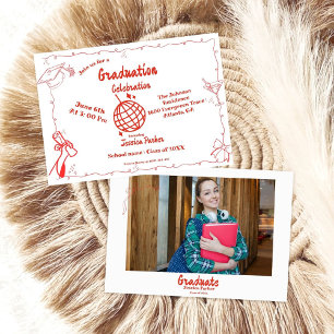 Doodle Style Hand drawn Graduation  Invitation