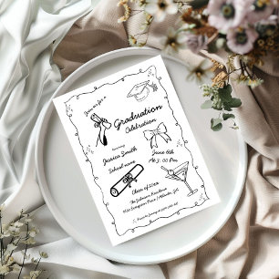 Doodle Style Hand drawn Graduation Invitation