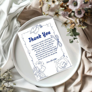 Doodle Style Hand Drawn Graduation Thank You card