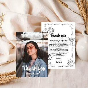 Doodle Style Hand drawn Graduation Thank You Card