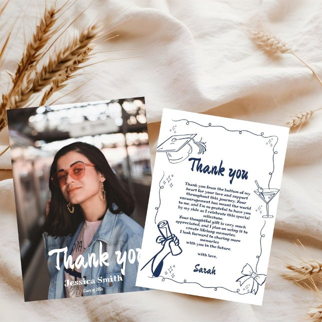 Doodle Style Hand drawn Graduation Thank You Card (Creator Uploaded)