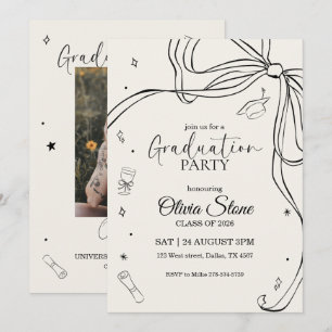 Doodle Style Senior Graduation Party Hand Drawn Invitation