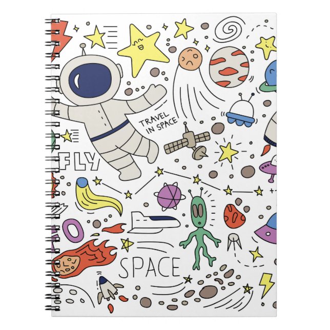 Doodle style, space theme illustration. notebook (Front)