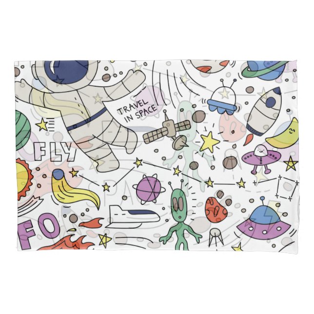 Doodle style, space theme illustration. pillowcase (Front)