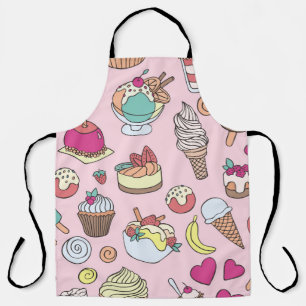Doodle Sweets Ice Cream: Hand Drawn Illustration Apron