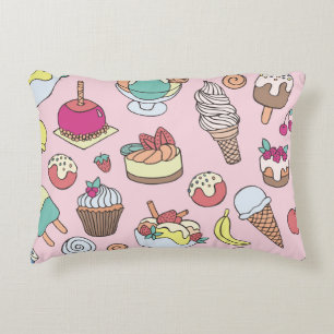 Doodle Sweets Ice Cream: Hand Drawn Illustration Decorative Cushion