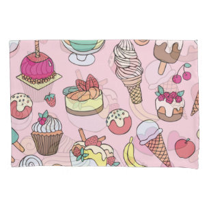 Doodle Sweets Ice Cream: Hand Drawn Illustration Pillowcase