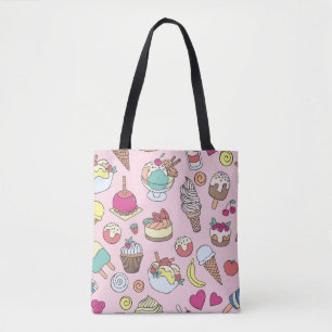 Doodle Sweets Ice Cream: Hand Drawn Illustration Tote Bag