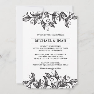 doodle swirl leaves invitation