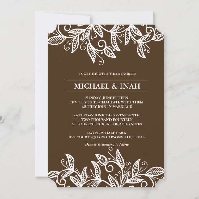 doodle swirl leaves invitation (Front)