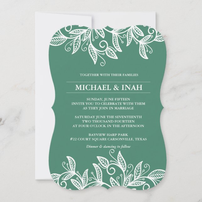 doodle swirl leaves invitation (Front)