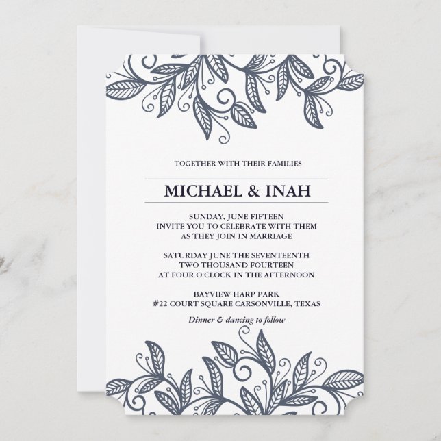 doodle swirl leaves invitation (Front)