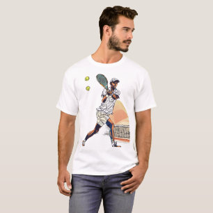 "Doodle Tennis Player in Action T-Shirt" T-Shirt