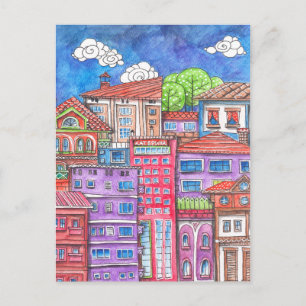 Doodle town. postcard