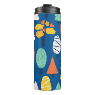 Doodle trees seamless vintage kids pattern. Repeat Thermal Tumbler