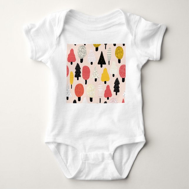 Doodle Trees: Vintage, Abstract Nature. Baby Bodysuit (Front)