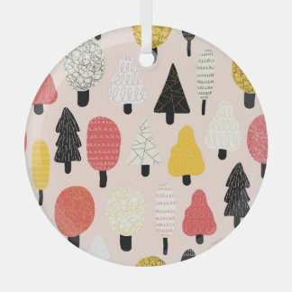 Doodle Trees: Vintage, Abstract Nature. Glass Tree Decoration