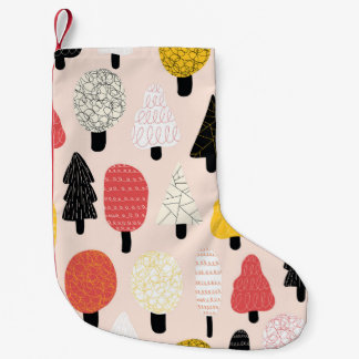 Doodle Trees: Vintage, Abstract Nature. Small Christmas Stocking