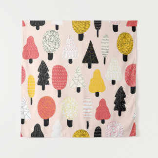 Doodle Trees: Vintage, Abstract Nature. Tapestry