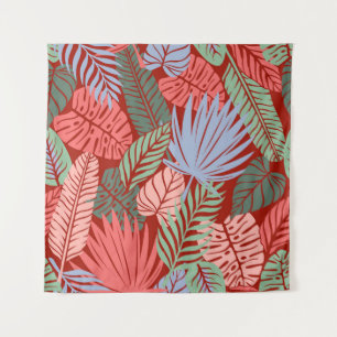 Doodle Tropical Leaves: Dark Hand-Drawn Tapestry