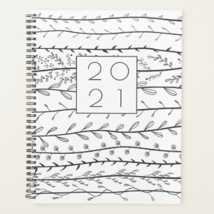 Doodle Vines Black and White Botanical Planner