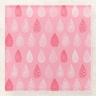 Doodle water drops: vintage pattern glass coaster
