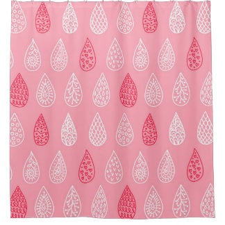Doodle water drops: vintage pattern shower curtain