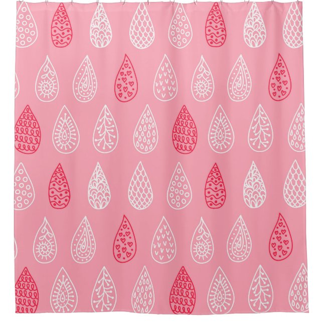 Doodle water drops: vintage pattern shower curtain (Front)