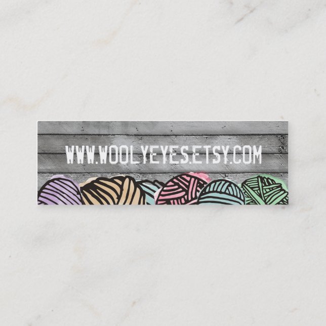 Doodle watercolor yarn knitting crochet mini business card (Back)