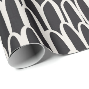 Doodle waves mudcloth mod geometric simple black wrapping paper