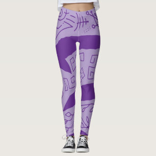 Doodle waves purple leggings