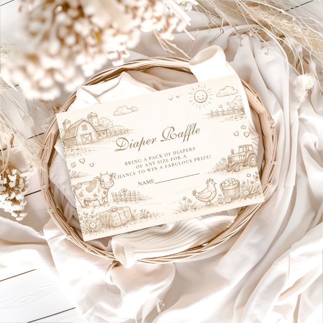 Doodle Whimsical Country Farm Diapper Raffle Enclosure Card (Creator Uploaded)