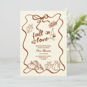 doodle whimsical fall in love bridal shower invitation