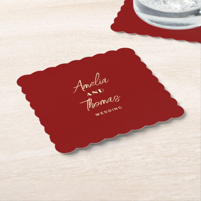 doodle Whimsical Retro Classy wedding  Paper Coaster (Angled)