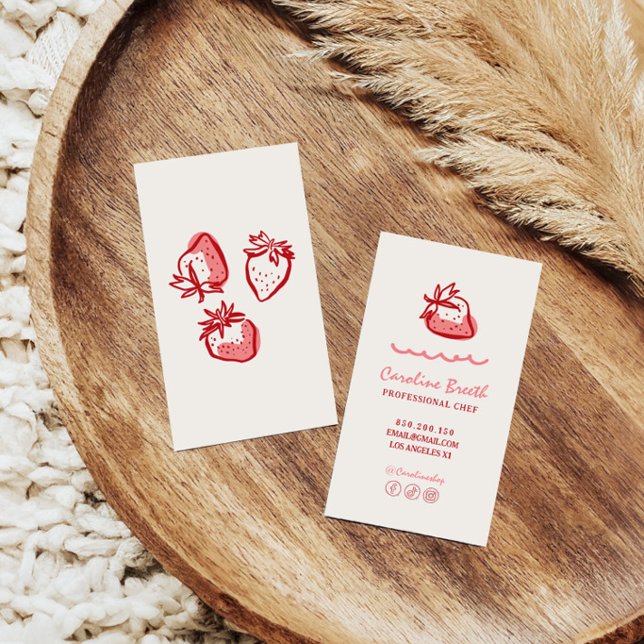doodle whimsical strawberry business card (Creator Uploaded)