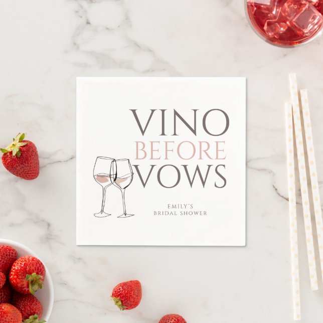 Doodle Wine Glasses Vino Before Vows Bridal Shower Napkin (Insitu)