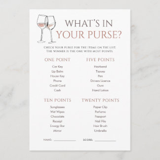 Doodle Wine Whats in Purse Bridal Shower Game Invitation