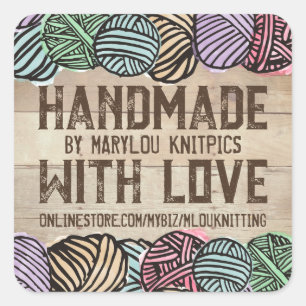 Doodle yarn personalized knitting crochet crafts square sticker