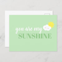 Doodle You Are My Sunshine Green Postcard