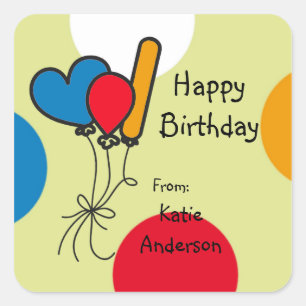 Doodled Balloons Bright Birthday Sticker