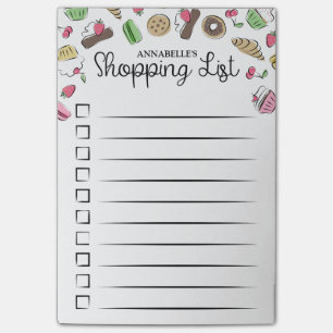 Doodled Desserts Checkbox Shopping List Post-it Notes