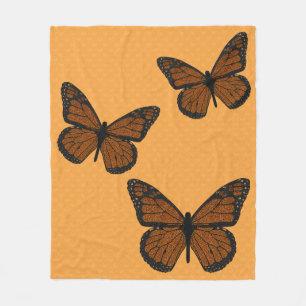 Doodled Monarch Fleece Blanket