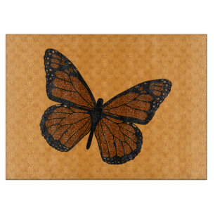 Doodled Monarch Glass Cutting Board