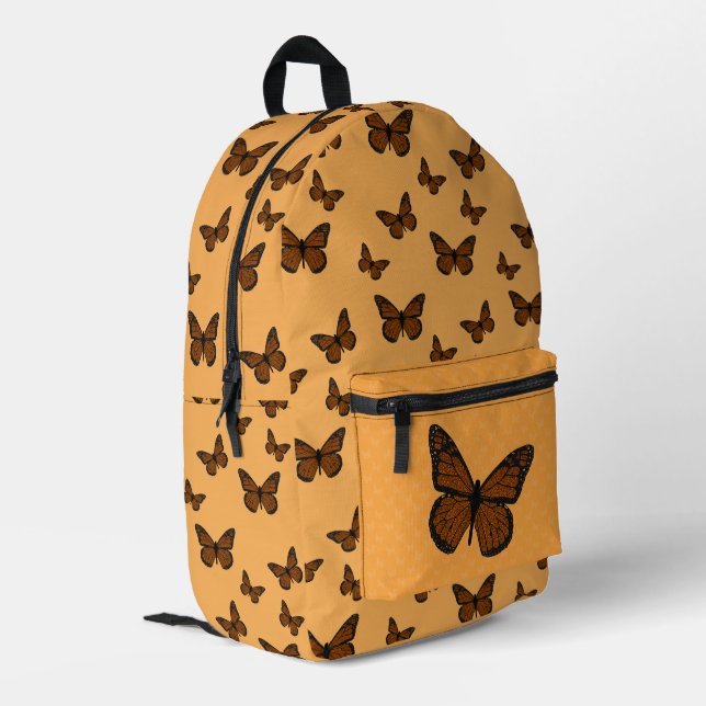 Doodled Monarch Printed Backpack (Back Corner Left)