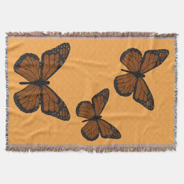 Doodled Monarch Throw Blanket (Front)